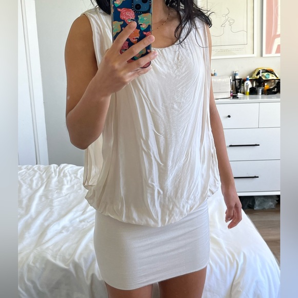 Cream silk draped dress size S - Picture 1 of 3